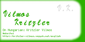 vilmos kritzler business card